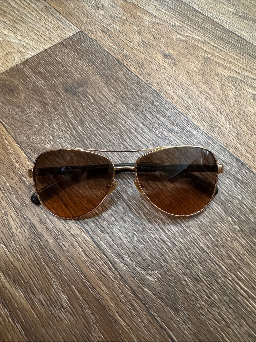 Coach Women's Aviator Sunglasses in Brown and Gold